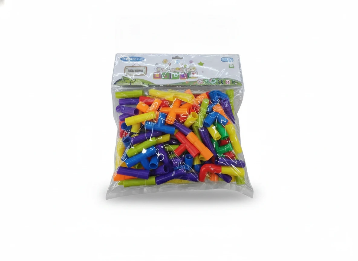 Cső és Kerék Építőelem 300g - Színes Játék