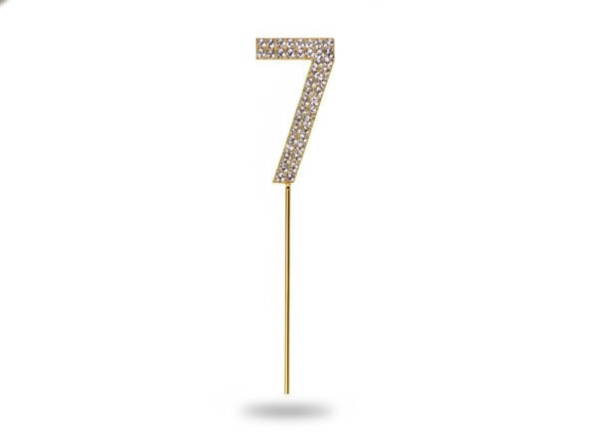 7-es strasszköves tortadísz szúrkapálca 11 cm, 1 db