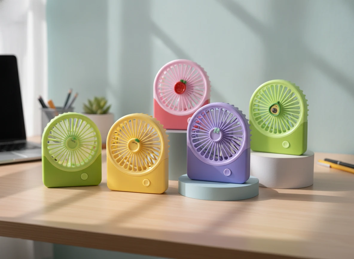 Gyümölcs mintás USB asztali ventilátor – színes változatban