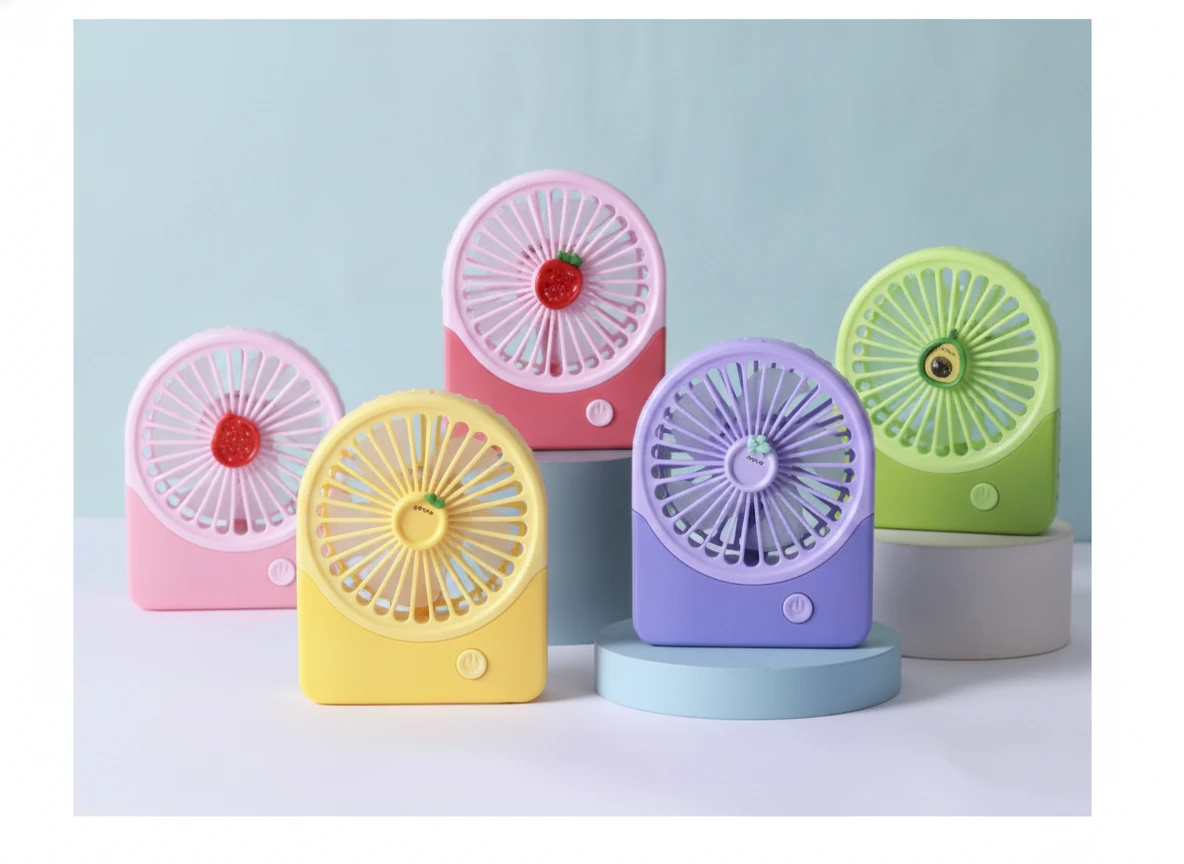 Gyümölcs mintás USB asztali ventilátor – színes változatban