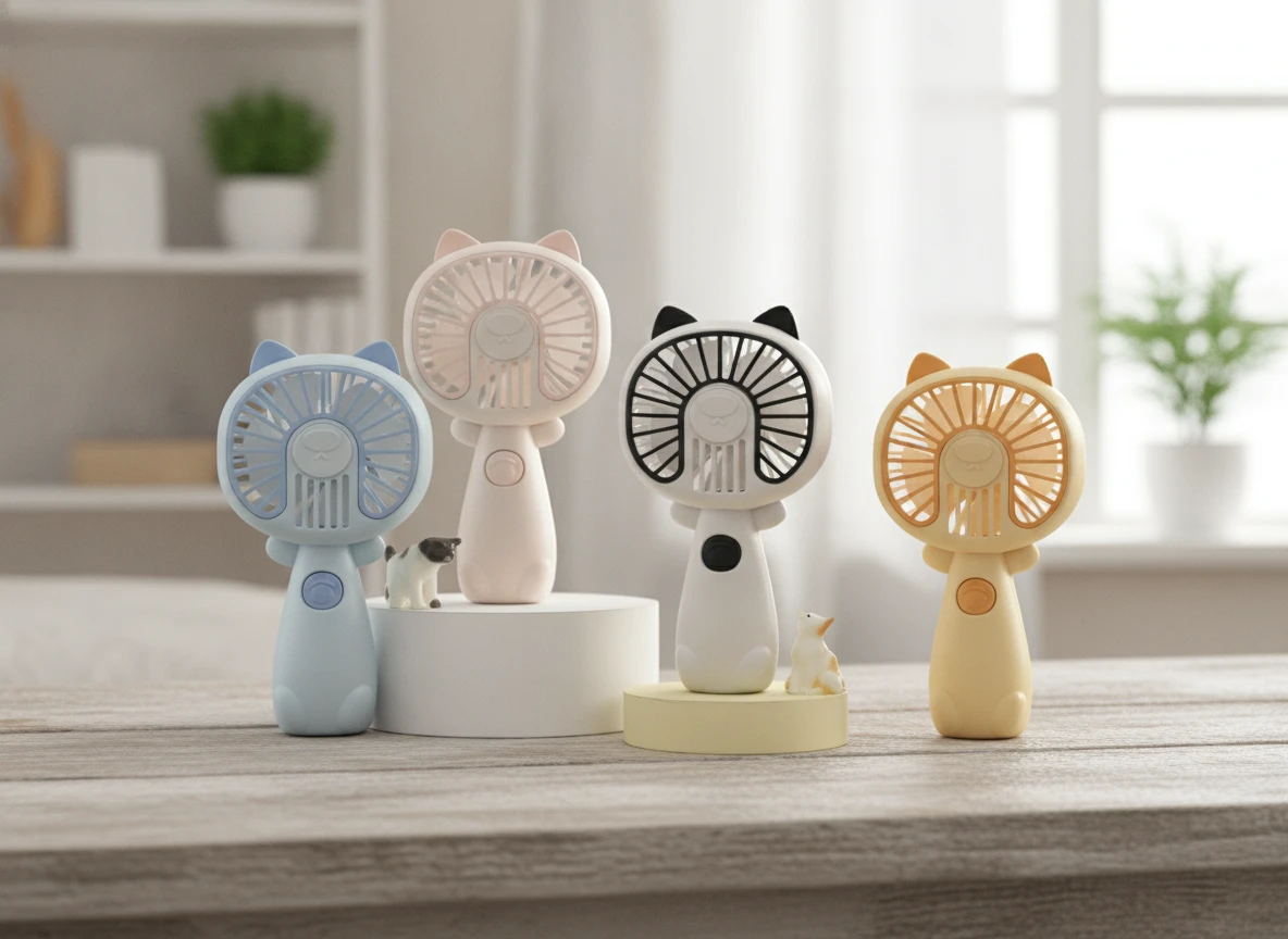 Kézműves Kiscica Kézi Töltő Ventilátor