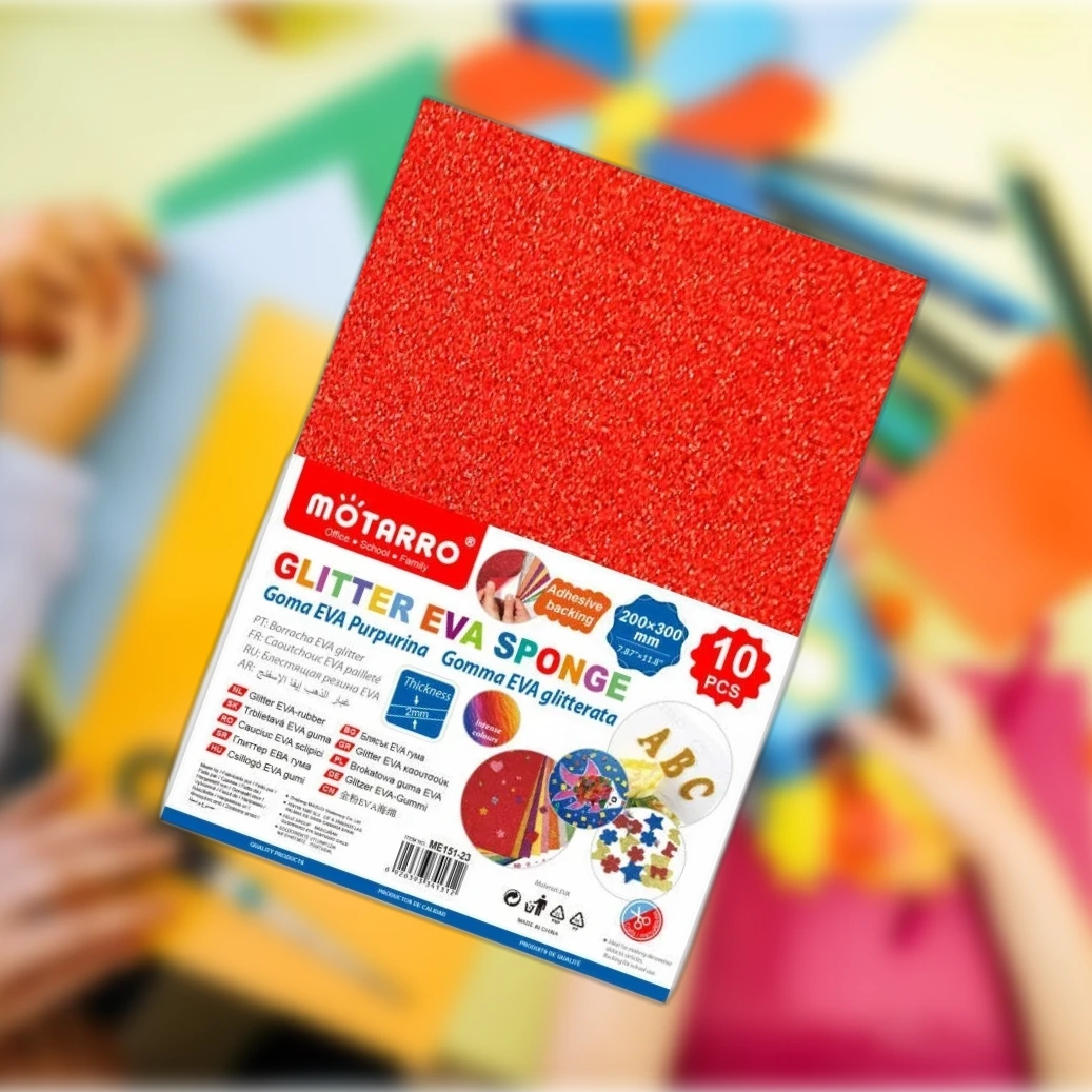 A4 Glitter EVA hablap - 10 db, Ragasztóval, 5 Színben