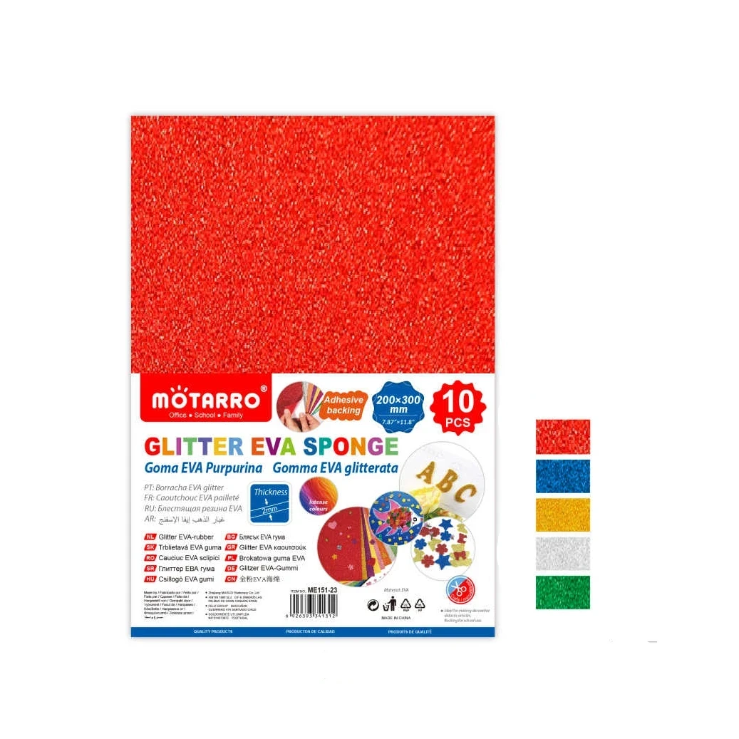 A4 Glitter EVA hablap - 10 db, Ragasztóval, 5 Színben