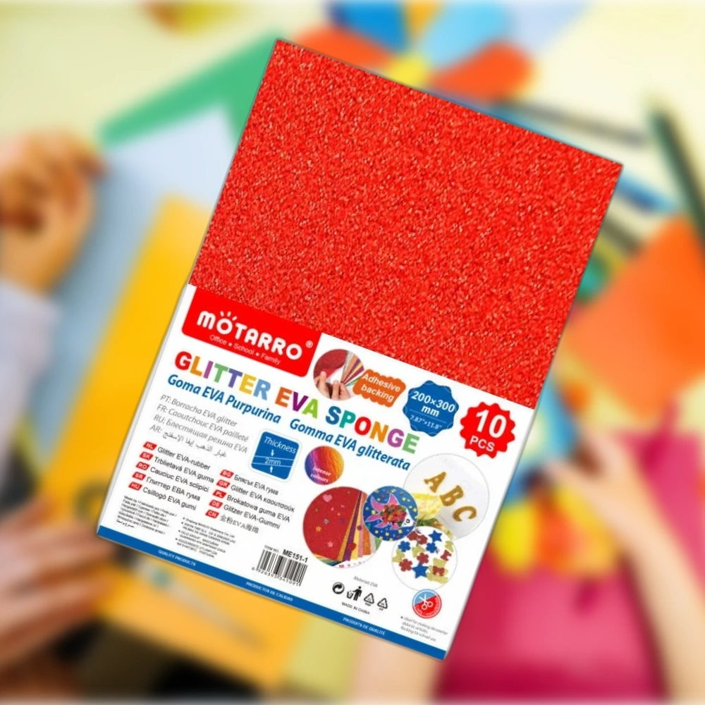 Glitteres piros öntapadós EVA hablap - 10 db