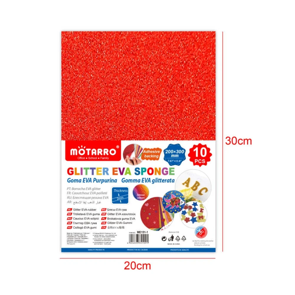 Glitteres piros öntapadós EVA hablap - 10 db