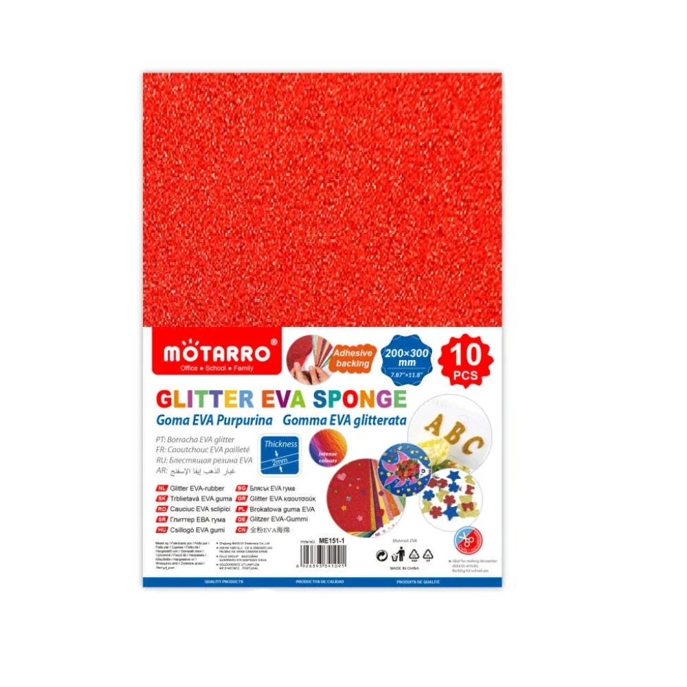 Glitteres piros öntapadós EVA hablap - 10 db