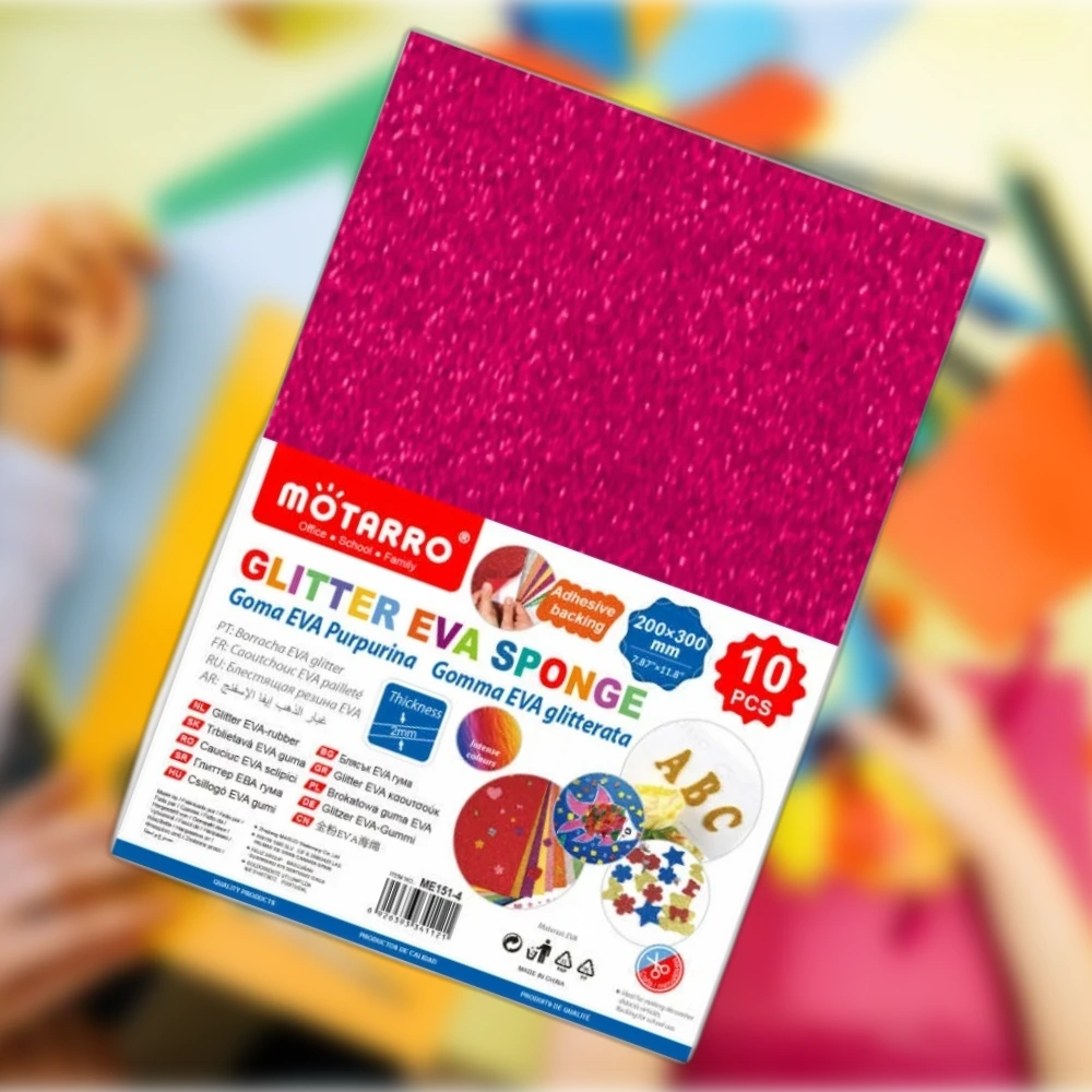 Glitteres magenta öntapadós EVA hablap 10 db-os csomagban
