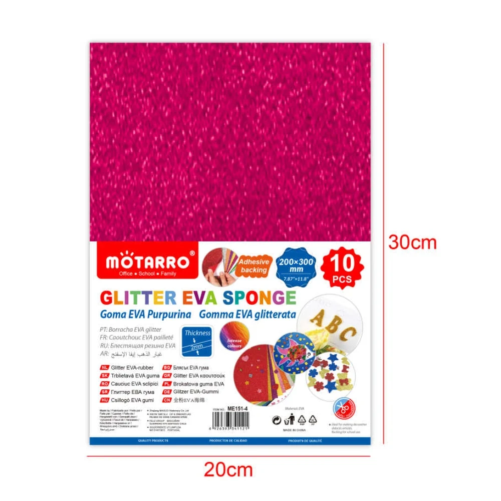 Glitteres magenta öntapadós EVA hablap 10 db-os csomagban