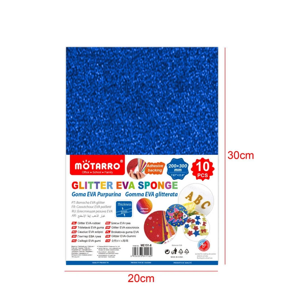 A4 Kék Glitter EVA hablap 10 db - Öntapadós