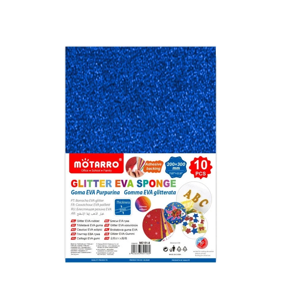 A4 Kék Glitter EVA hablap 10 db - Öntapadós