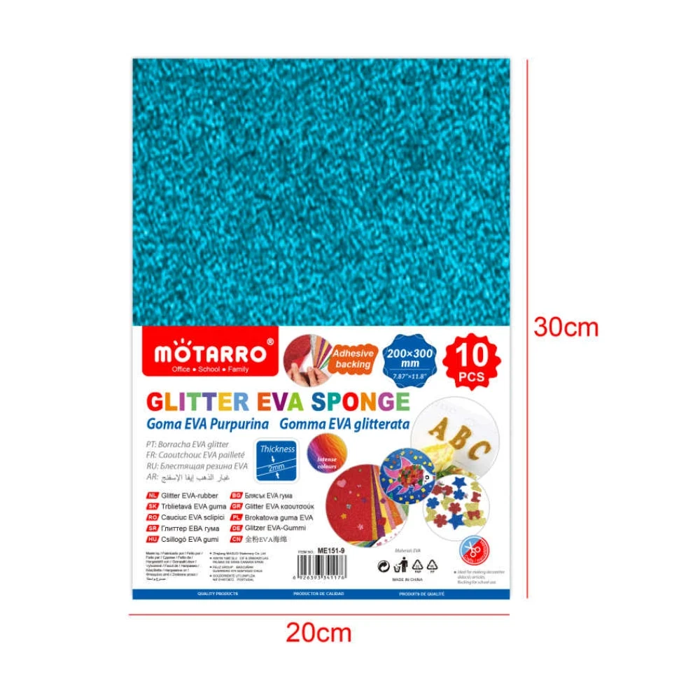 A4 Glitter EVA hablap 10db - 009 Égkék, Öntapadós