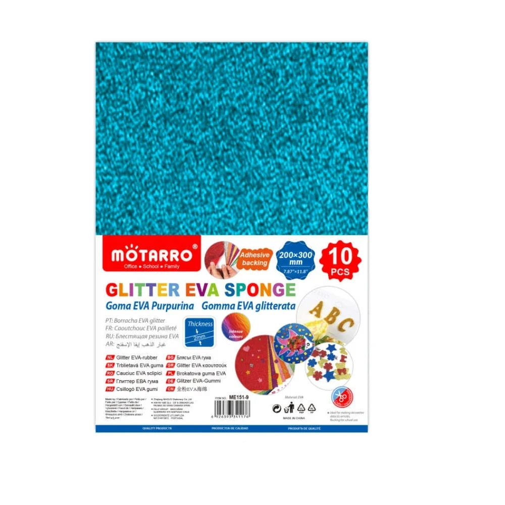 A4 Glitter EVA hablap 10db - 009 Égkék, Öntapadós