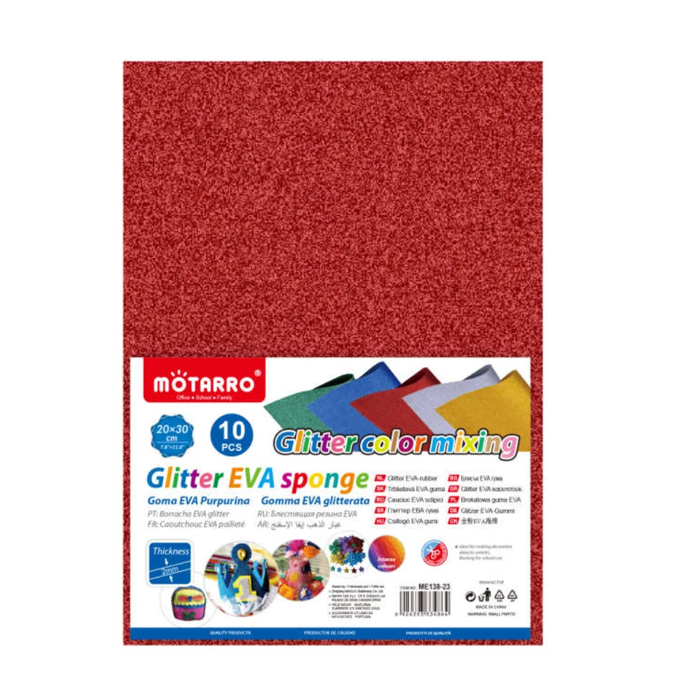 A4 Glitteres EVA hablap 10db 5 Színben - Arany, Ezüst, Piros, Kék, Zöld