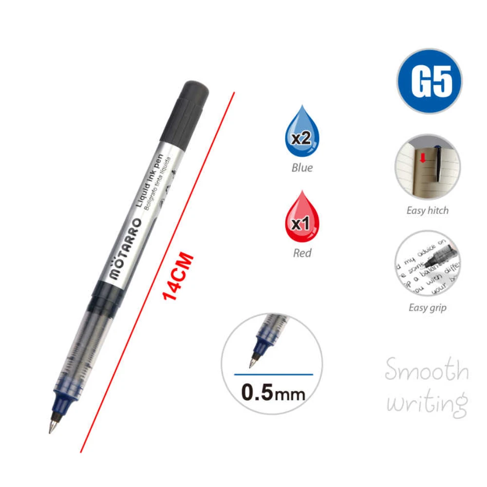 G5 3db-os Közepes Folyékony Tinta Toll Készlet - 2 Kék, 1 Piros