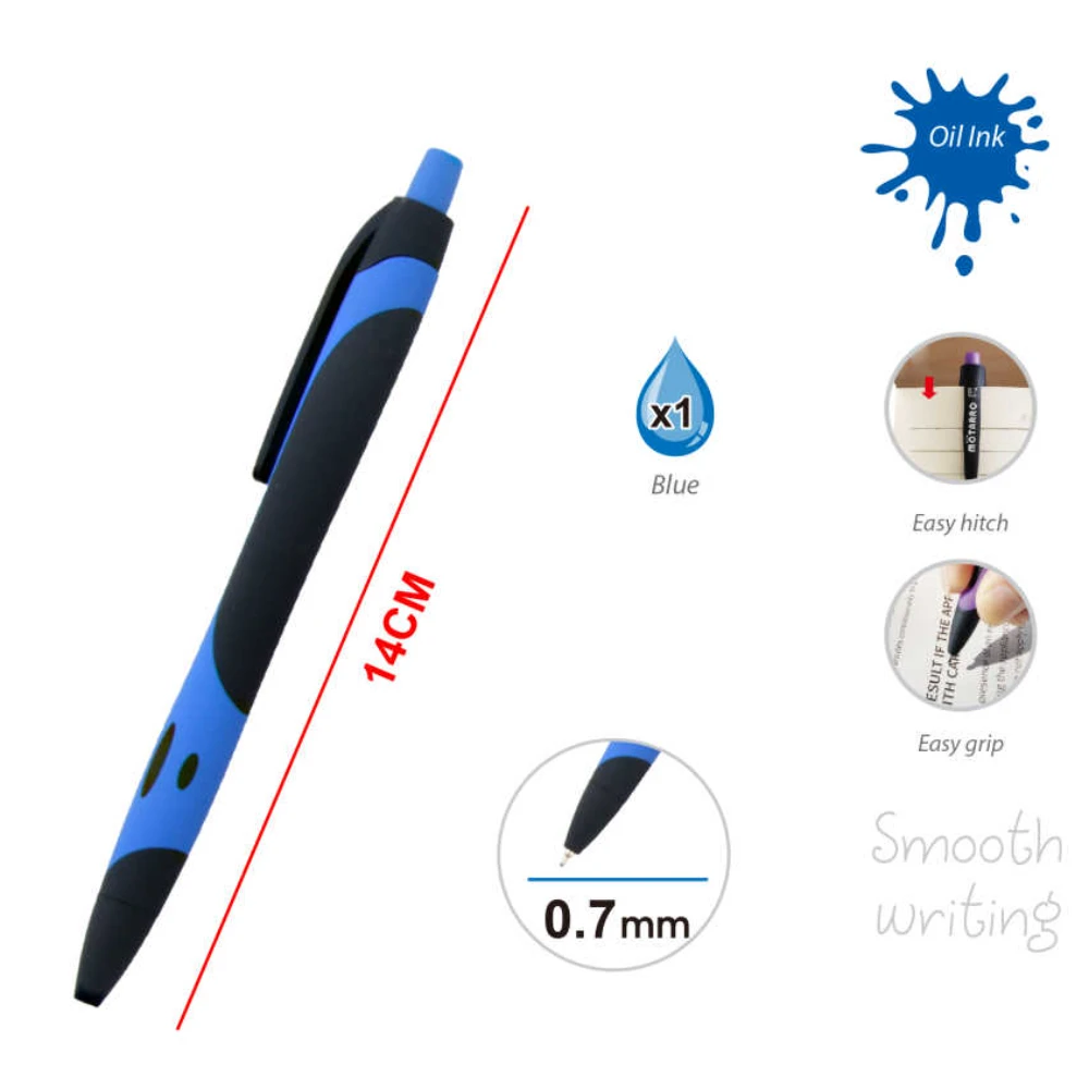 0.7mm Kék Golyóstoll - Simán Író Közepes Kék Tinta