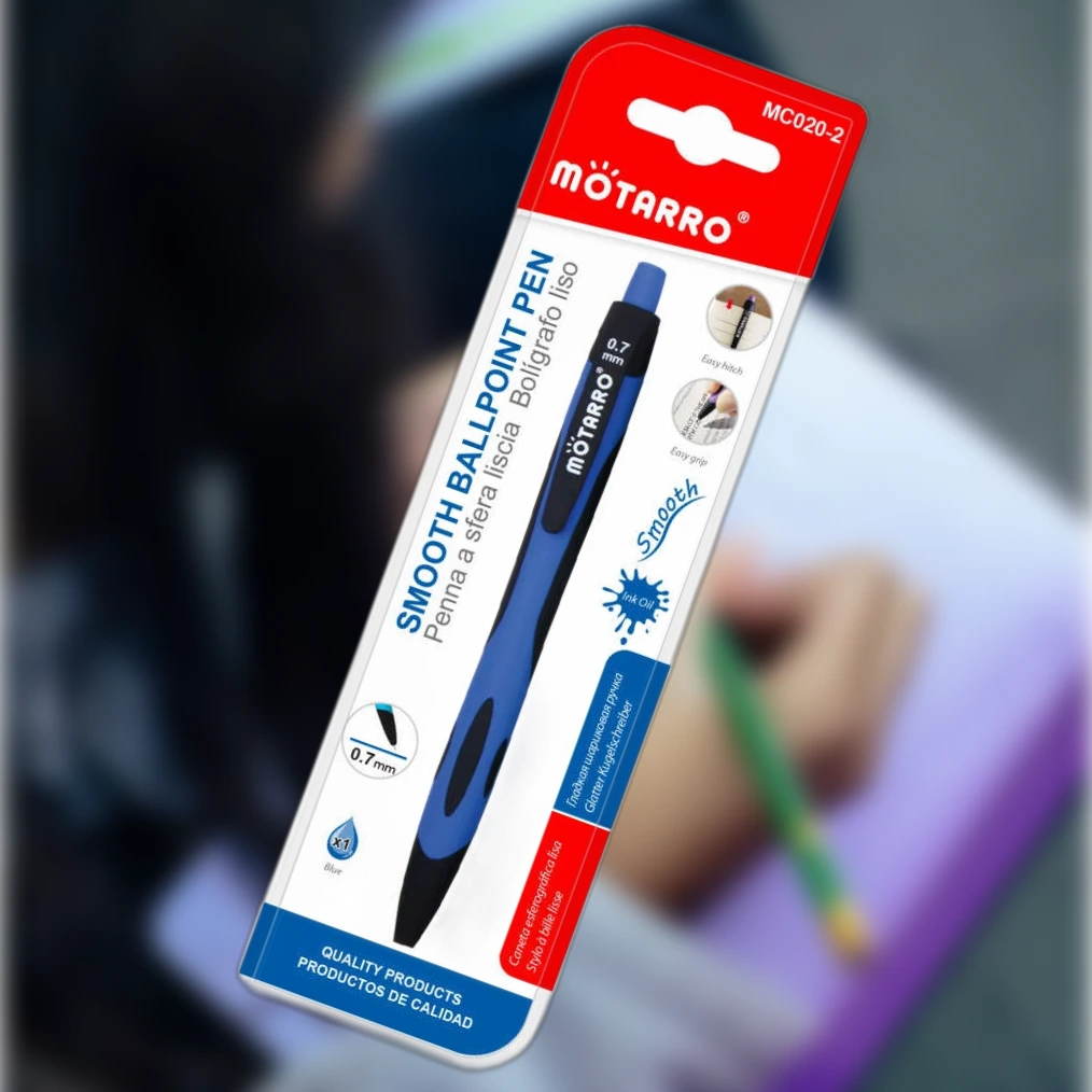 0.7mm Kék Golyóstoll - Simán Író Közepes Kék Tinta