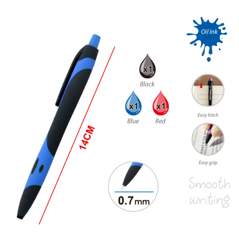 0.7mm Olaj Alapú GolyósToll 3db - Fekete, Kék, Piros