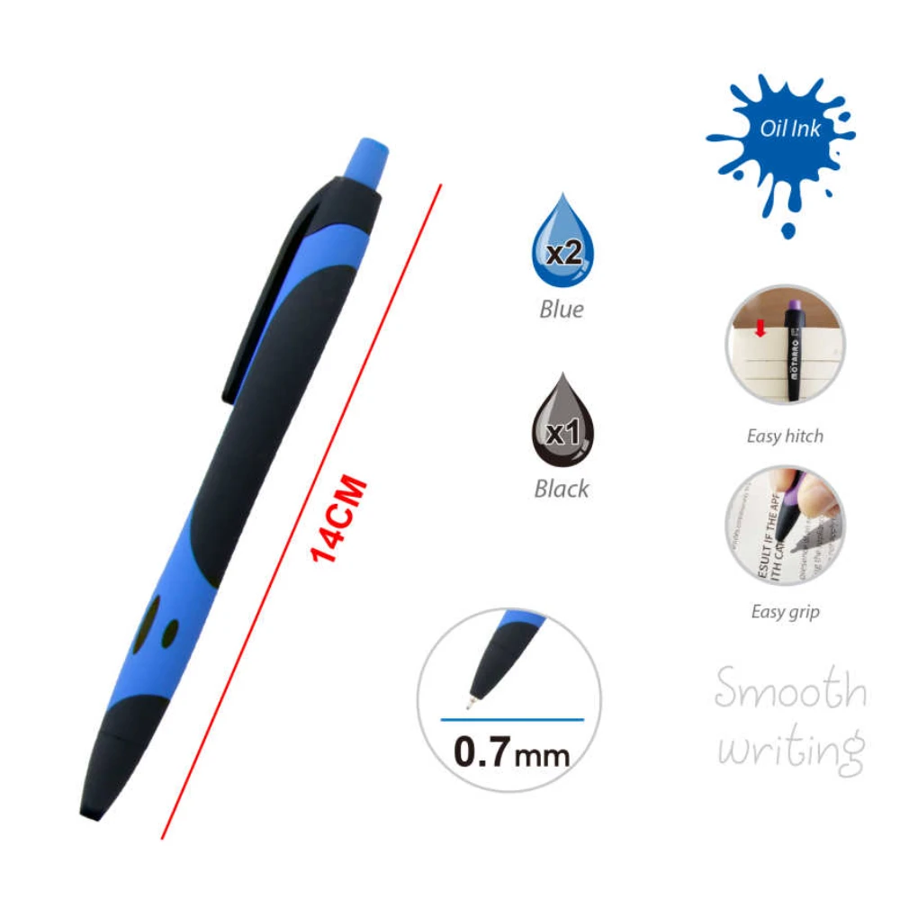 0.7mm Kék és Fekete GolyósToll Készlet - 3 db