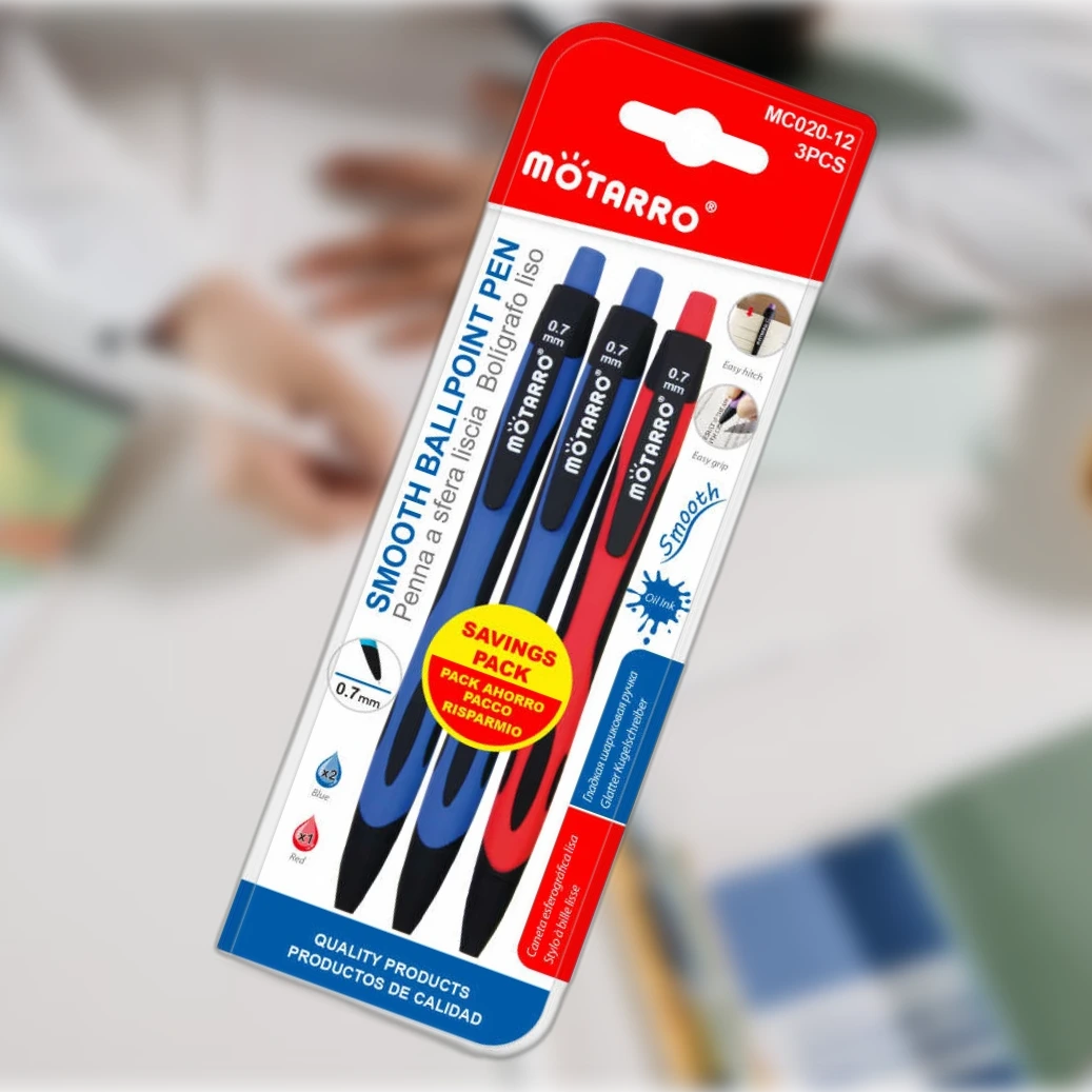 Mötarro 0.7 mm Kék és Piros Golyóstoll - 3 db-os Csomag