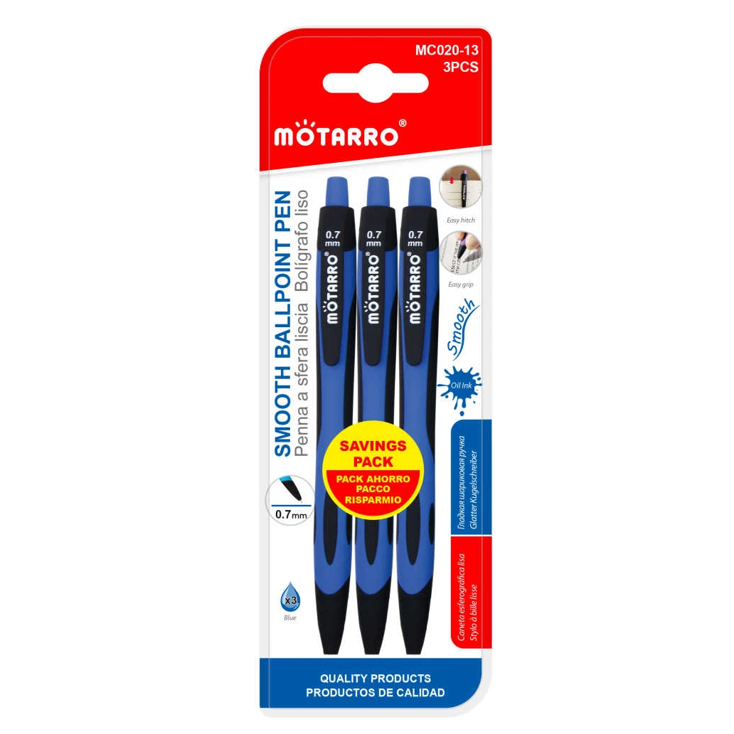 Mötarro 0.7mm Kék Golyóstoll 3 Darabos Készlet