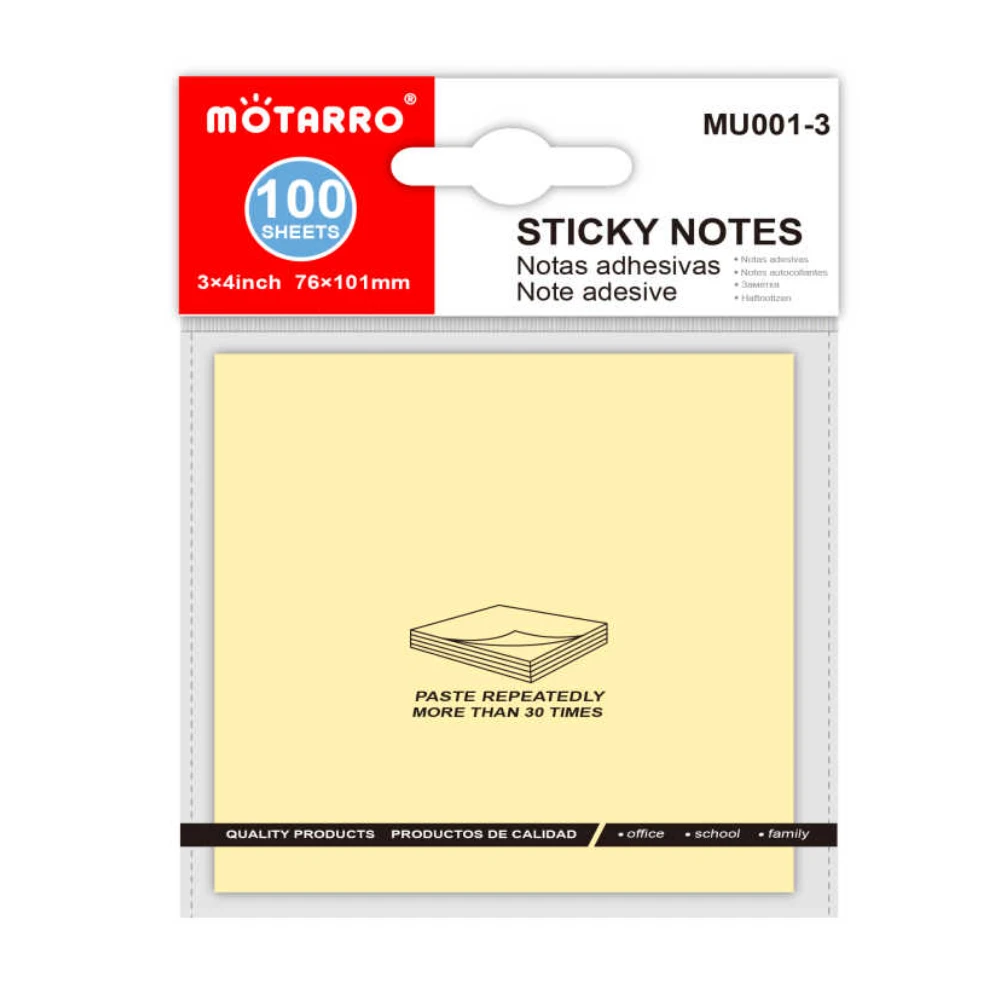 100 lapos sárga öntapadós post-it jegyzettömb 76x101mm