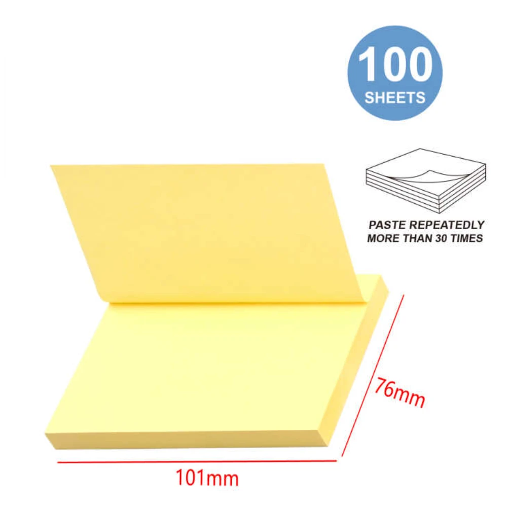 100 lapos sárga öntapadós post-it jegyzettömb 76x101mm