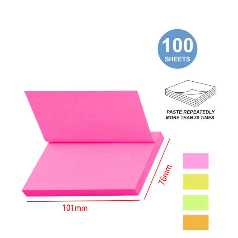 100 db Színes Öntapadós Jegyzet 76x101mm