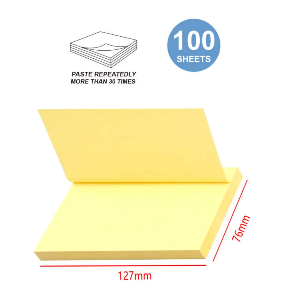 100 darabos 76x127 mm-es fluoreszkáló sárga öntapadós jegyzet post it