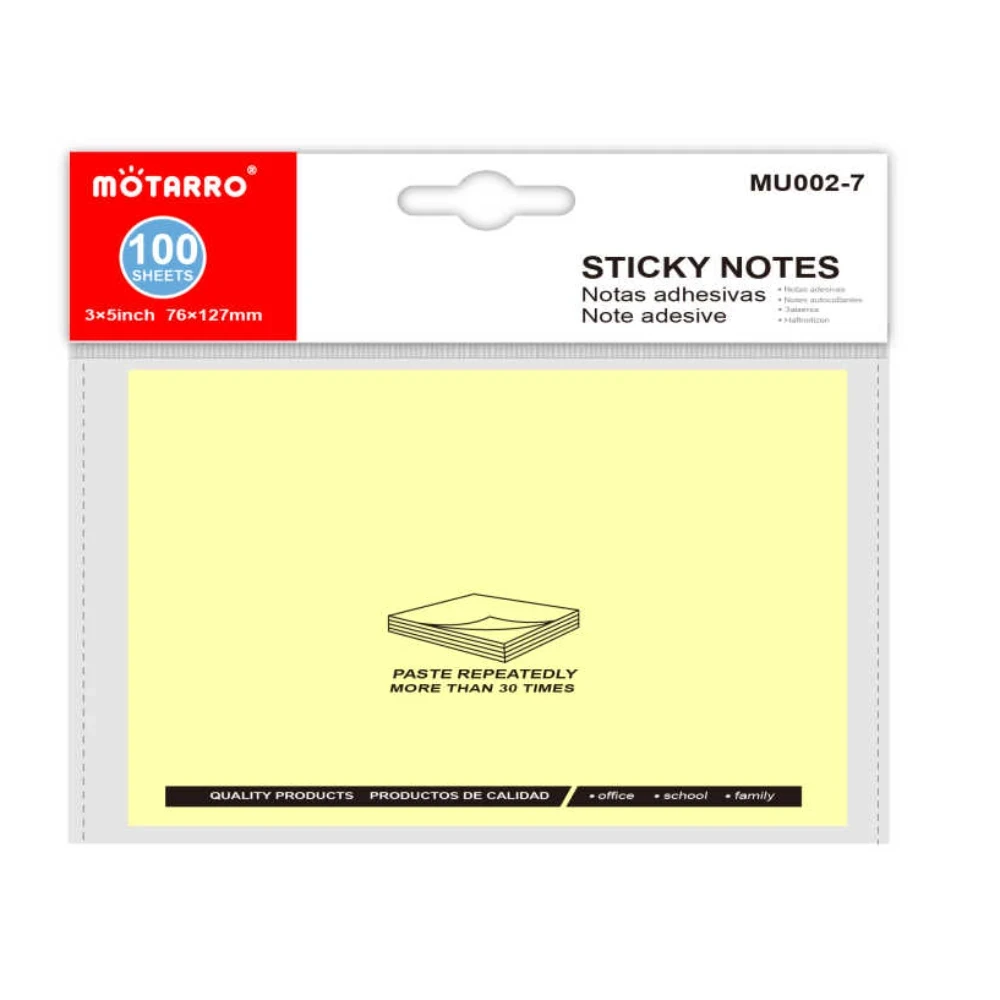 100 darabos 76x127 mm-es fluoreszkáló sárga öntapadós jegyzet post it