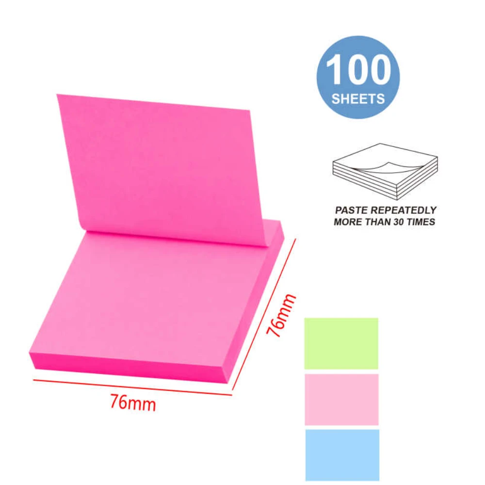 100 db színes öntapadós post-it jegyzet 76*76 mm