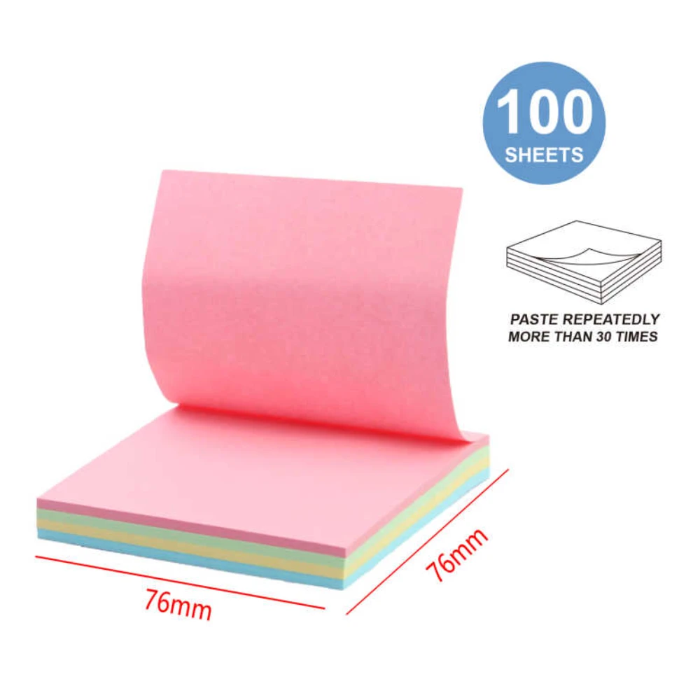 Színes öntapadós 76x76 mm-es Post-it, 100 lapos – Praktikus és Sokoldalú