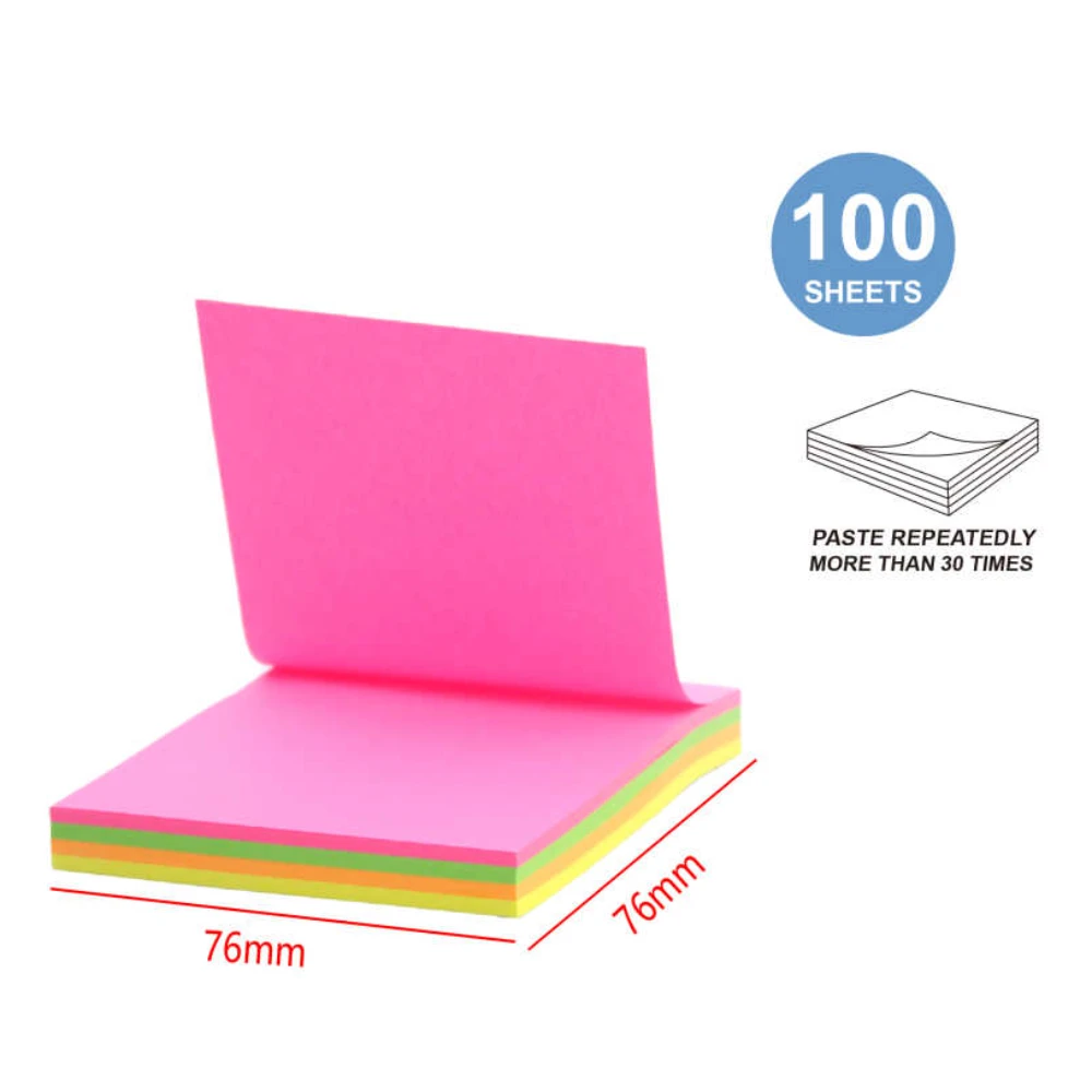 100 db színes öntapadó jegyzettömb 76x76 mm