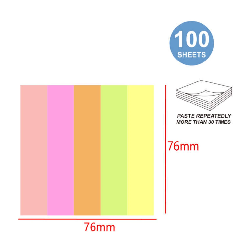 100 db 76*76mm-es színes öntapadós jegyzettömb