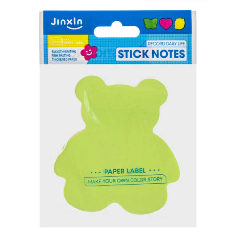 Vidám 100 lapos, színes kis medve alakú post-it