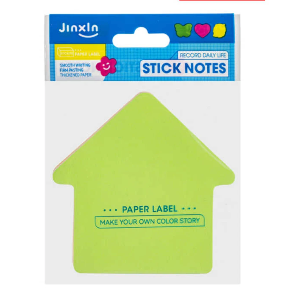 100 lapos fluoreszkáló színű post-it - ház forma