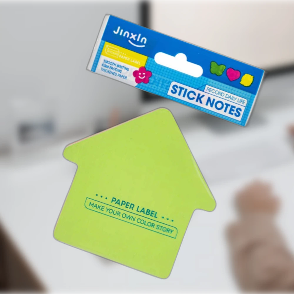 100 lapos fluoreszkáló színű post-it - ház forma