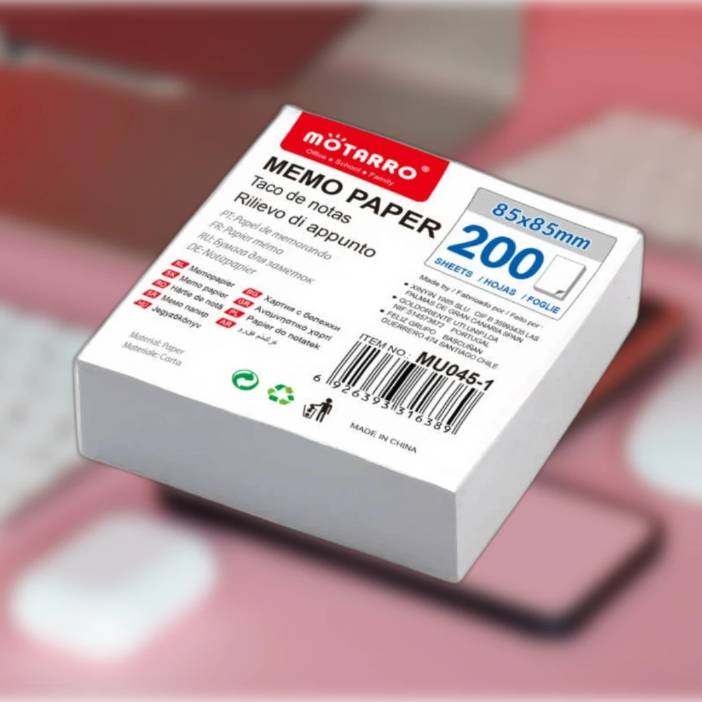 80g Fehér 85x85mm 200 Lapos Jegyzetfüzet