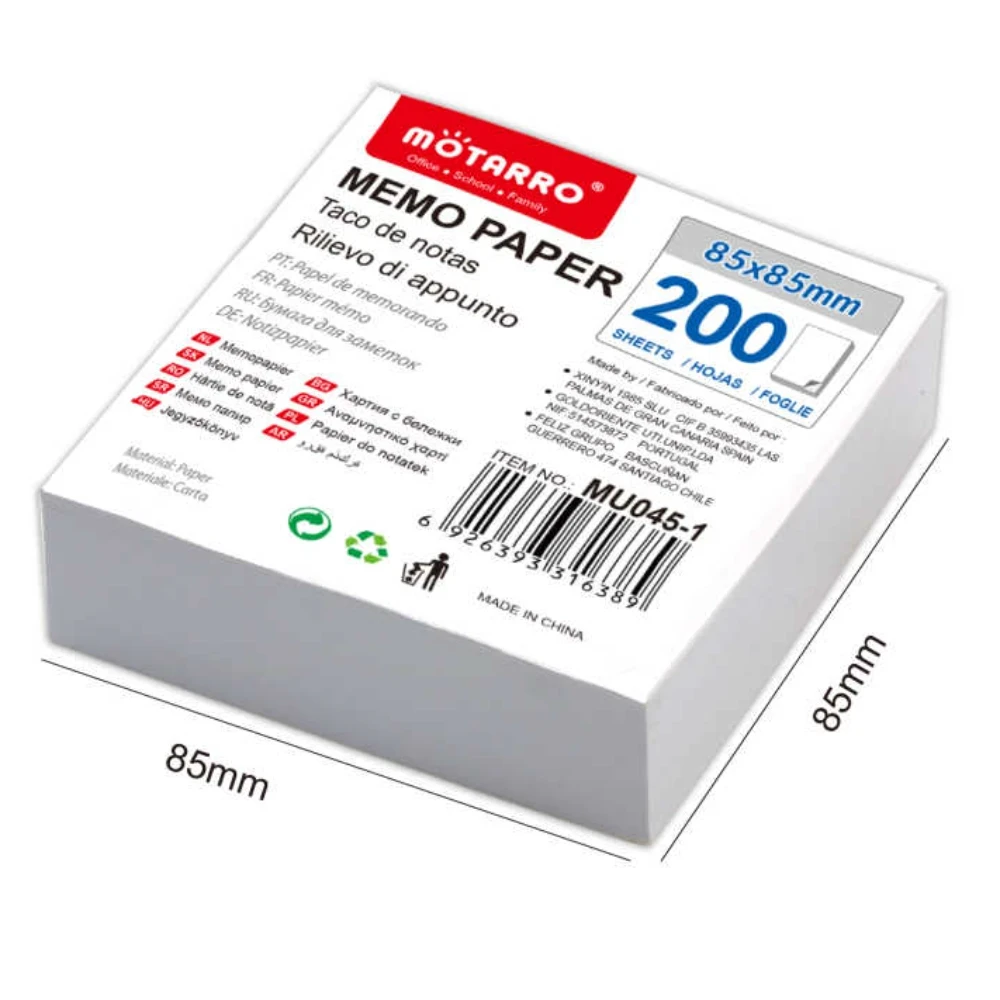 80g Fehér 85x85mm 200 Lapos Jegyzetfüzet