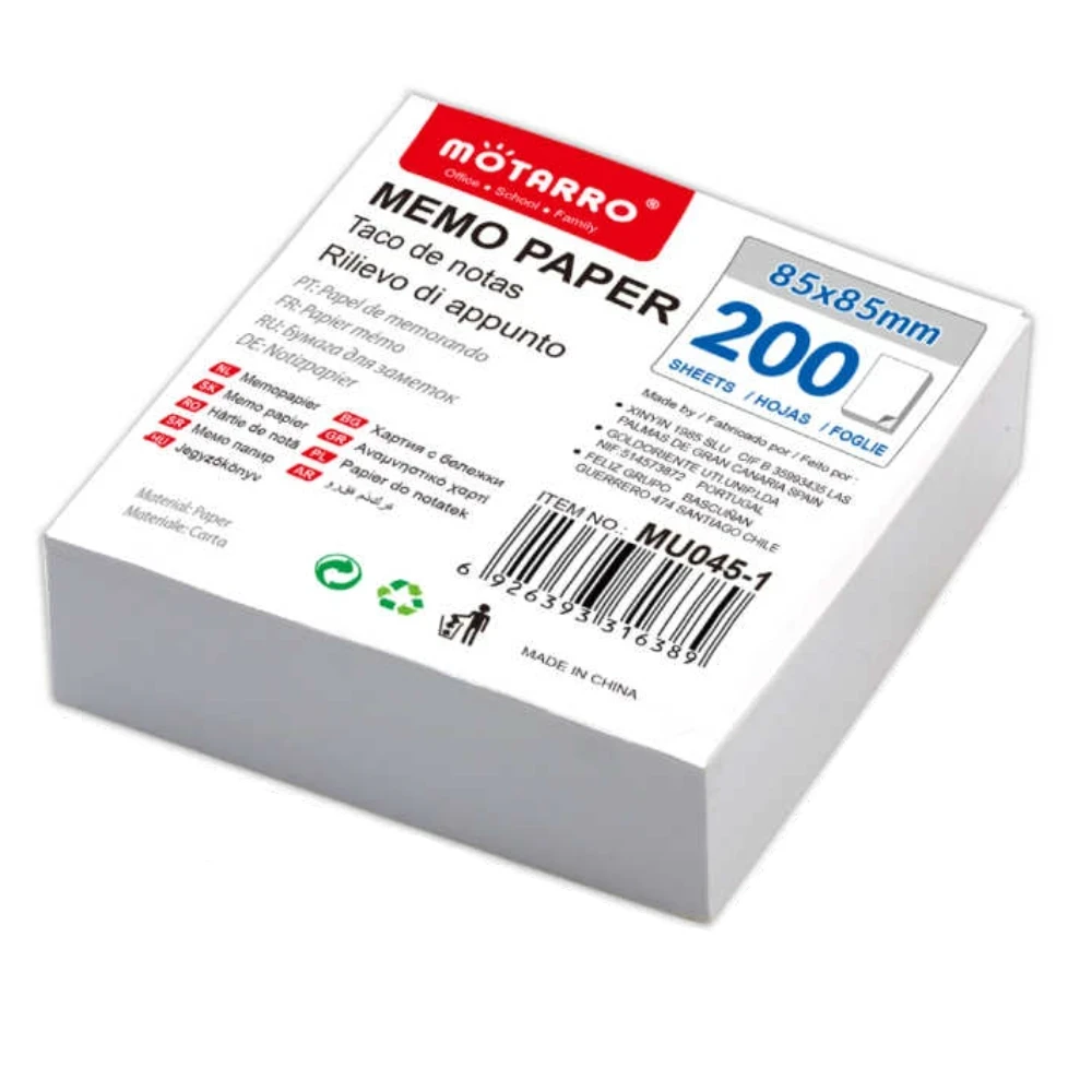 80g Fehér 85x85mm 200 Lapos Jegyzetfüzet