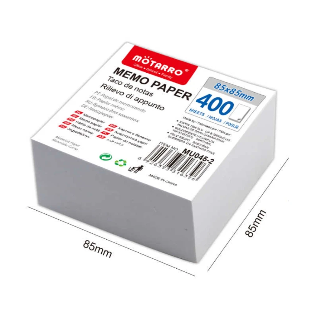 80g Fehér Jegyzetfüzet 85x85mm 400 Lap