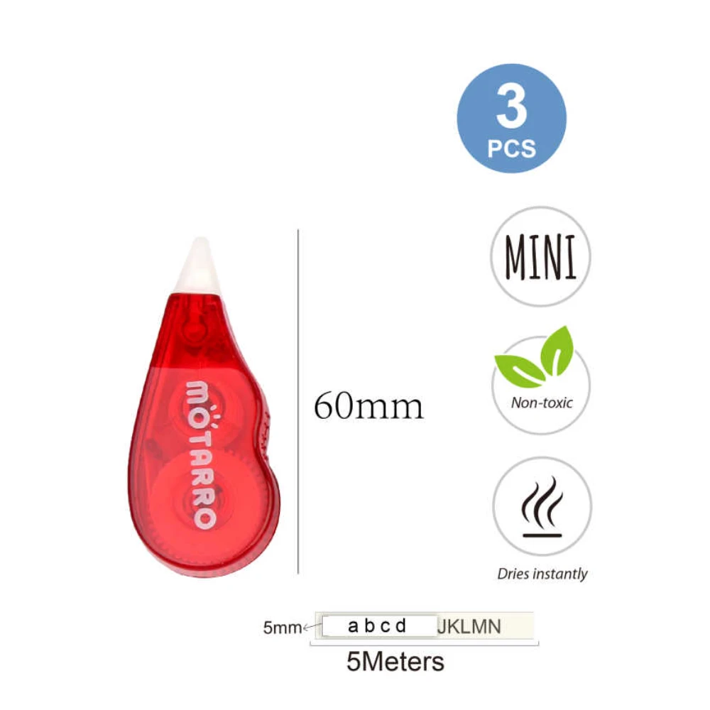 Mini hibajavító roller 5mm*5m (3 db) - Piros, Kék, Zöld