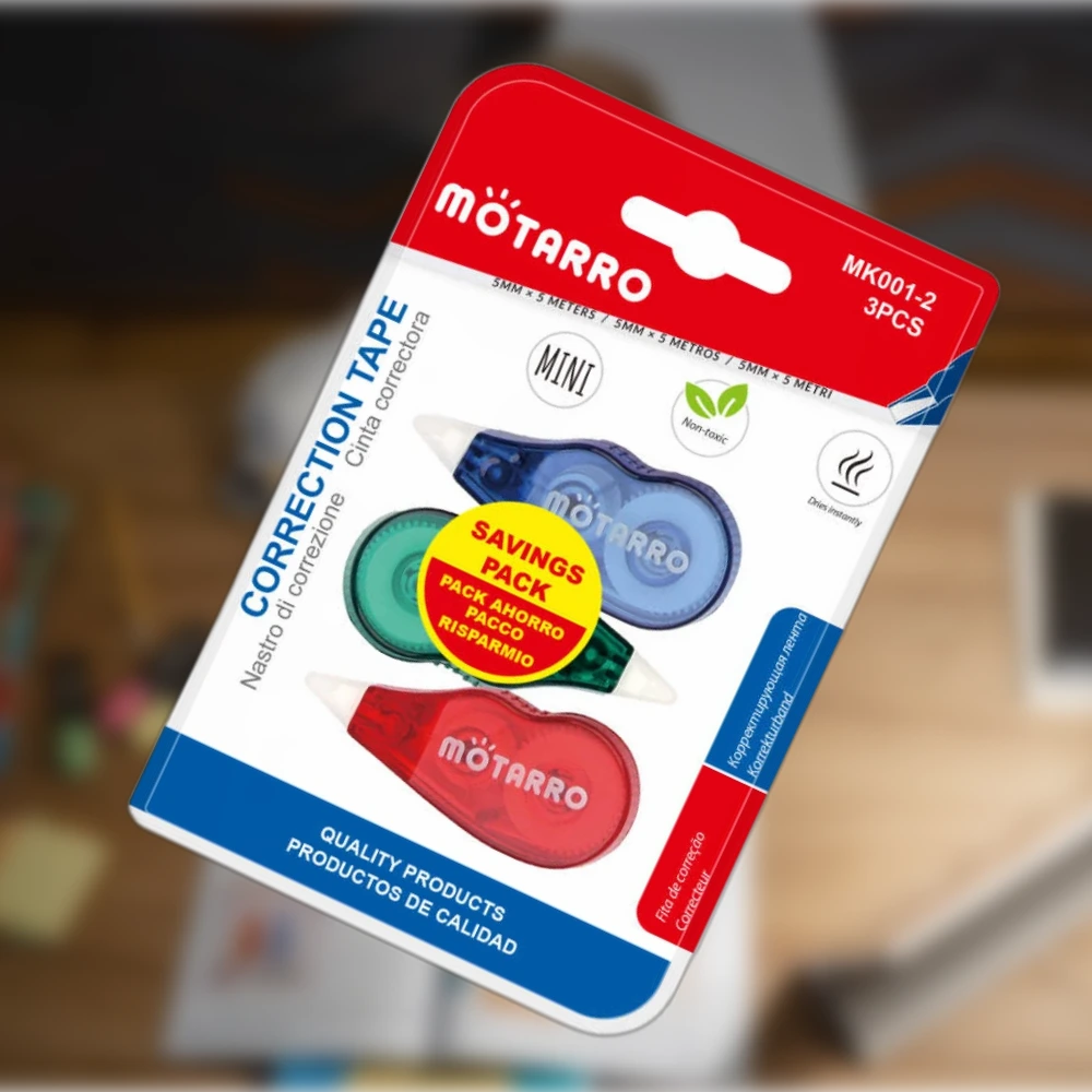 Mini hibajavító roller 5mm*5m (3 db) - Piros, Kék, Zöld