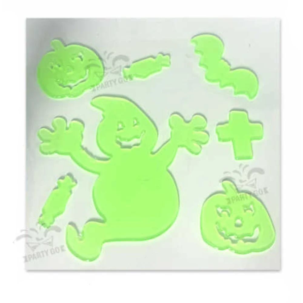 Halloween fénylő zselés ablakmatrica készlet, 4 féle vegyes minta, 1 db