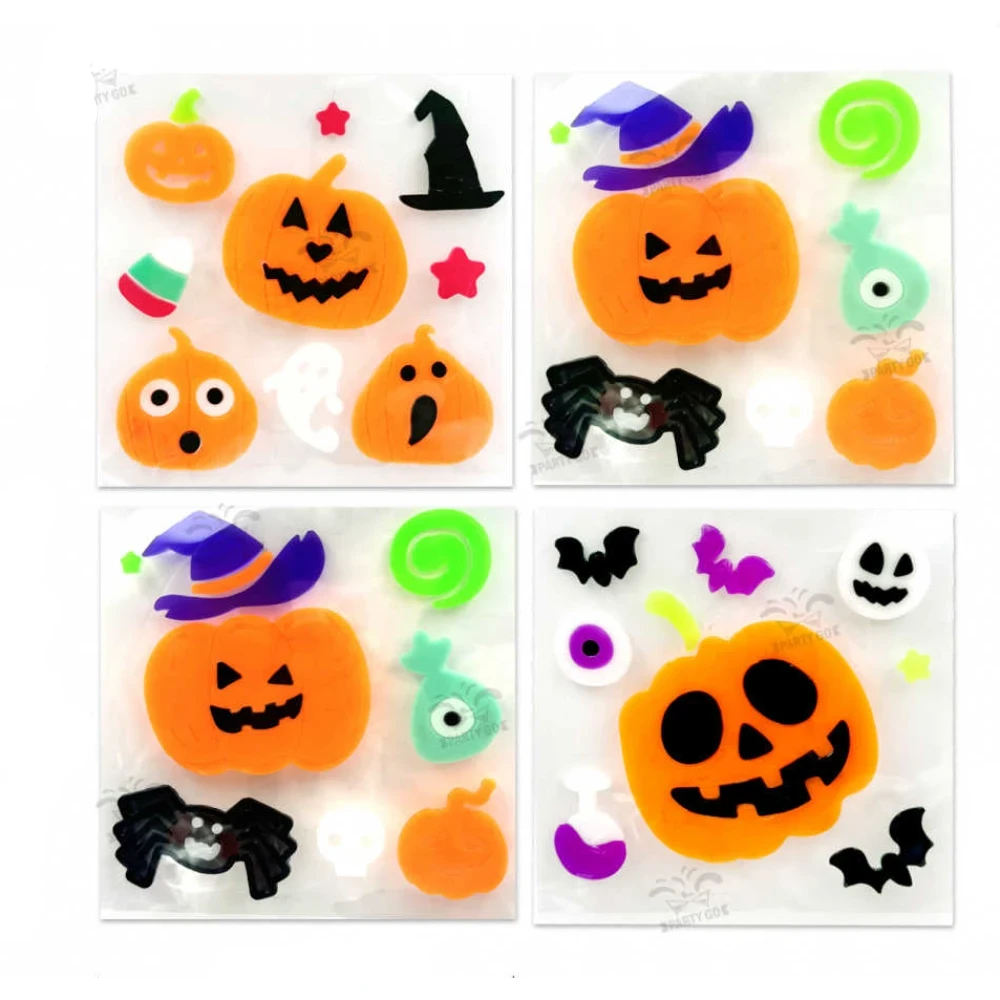 Halloween zselés ablakmatrica, 4 féle vegyes mintával, 1 db