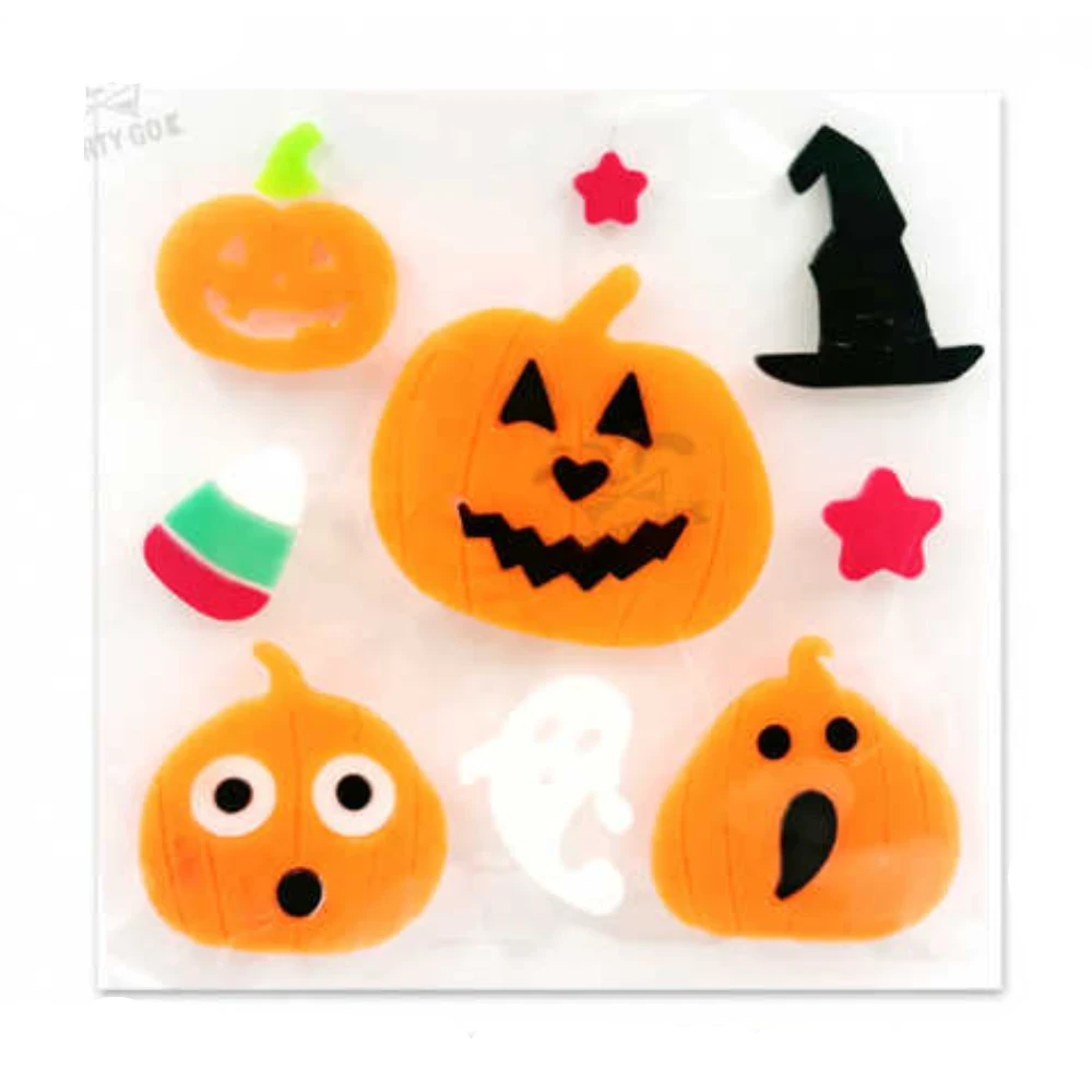 Halloween zselés ablakmatrica, 4 féle vegyes mintával, 1 db