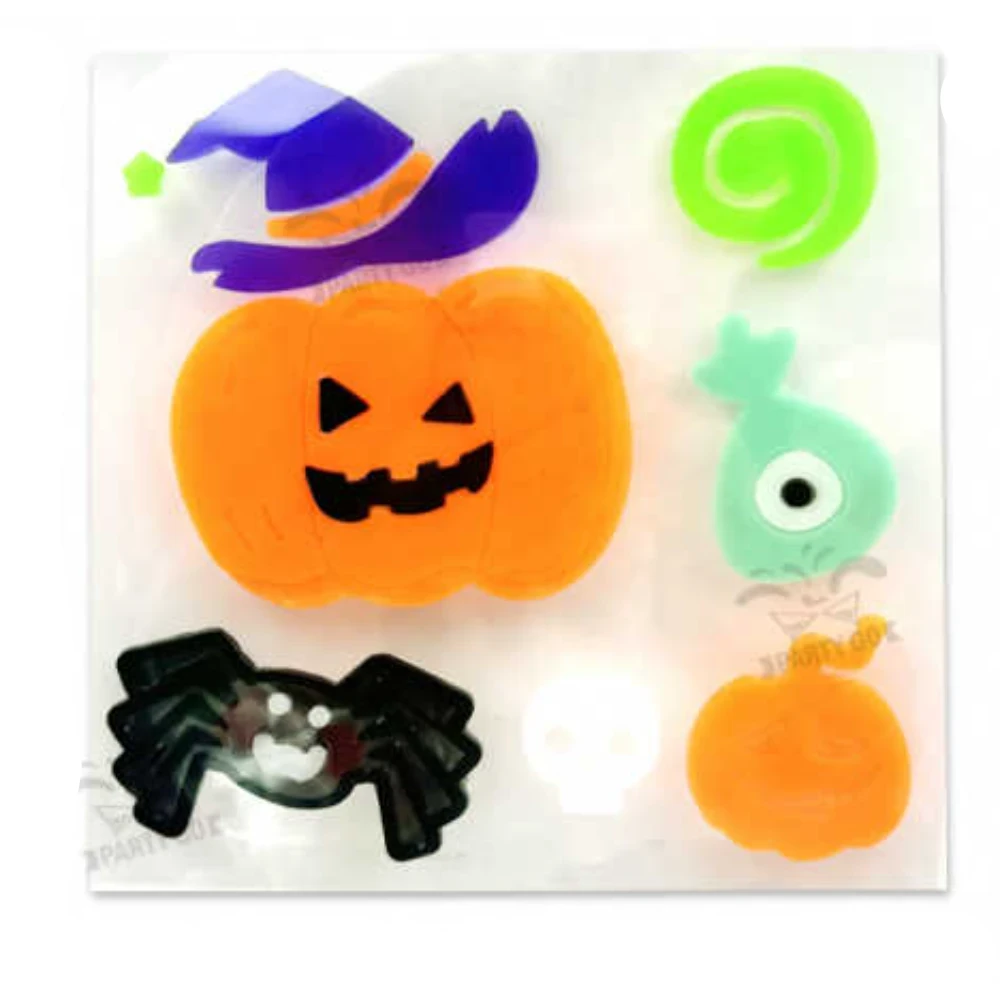 Halloween zselés ablakmatrica, 4 féle vegyes mintával, 1 db