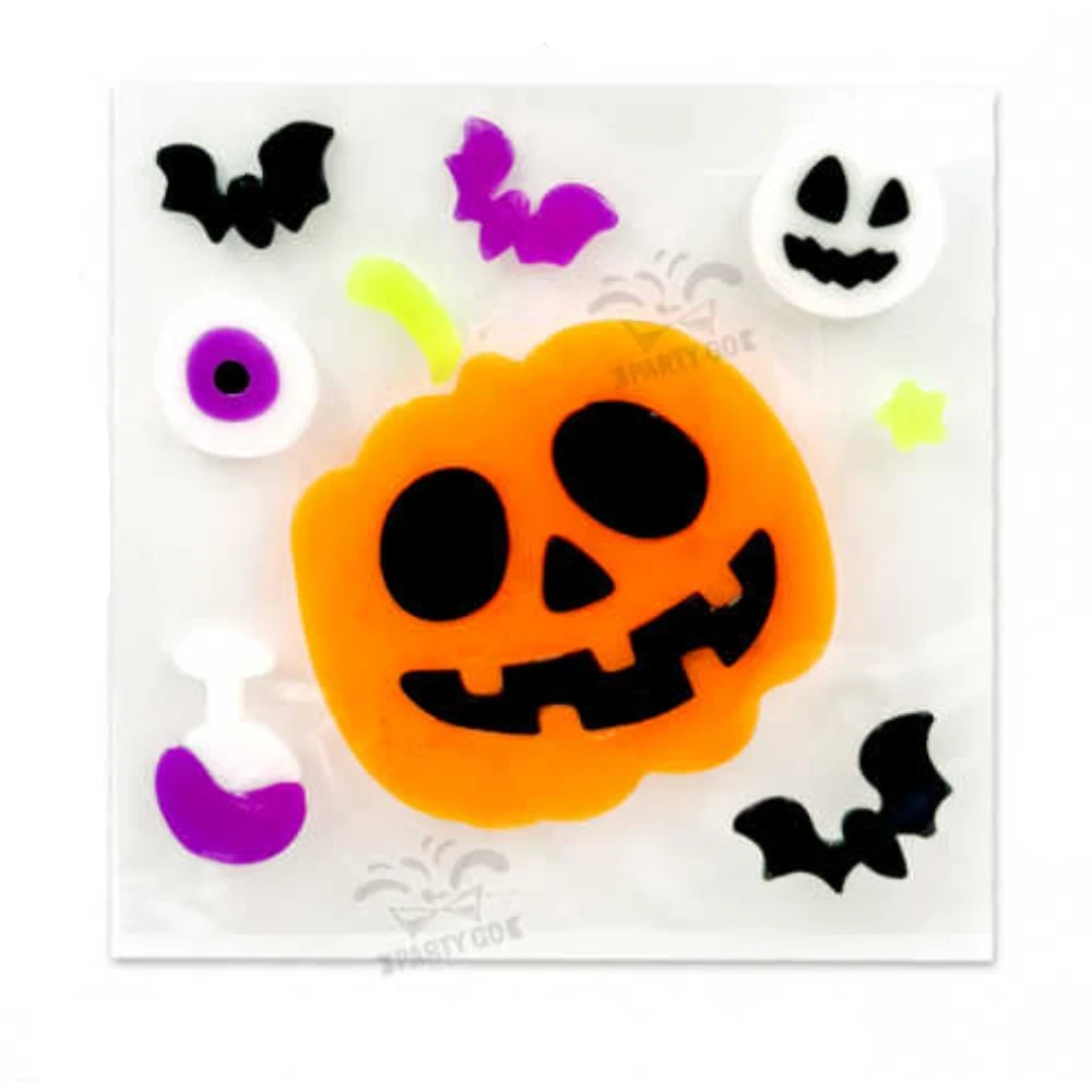 Halloween zselés ablakmatrica, 4 féle vegyes mintával, 1 db