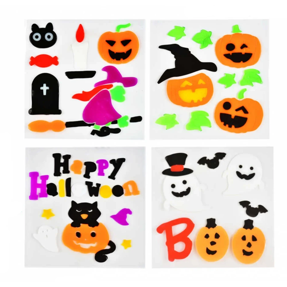 Halloween zselés ablakmatrica készlet, vegyes mintákkal, 1 db