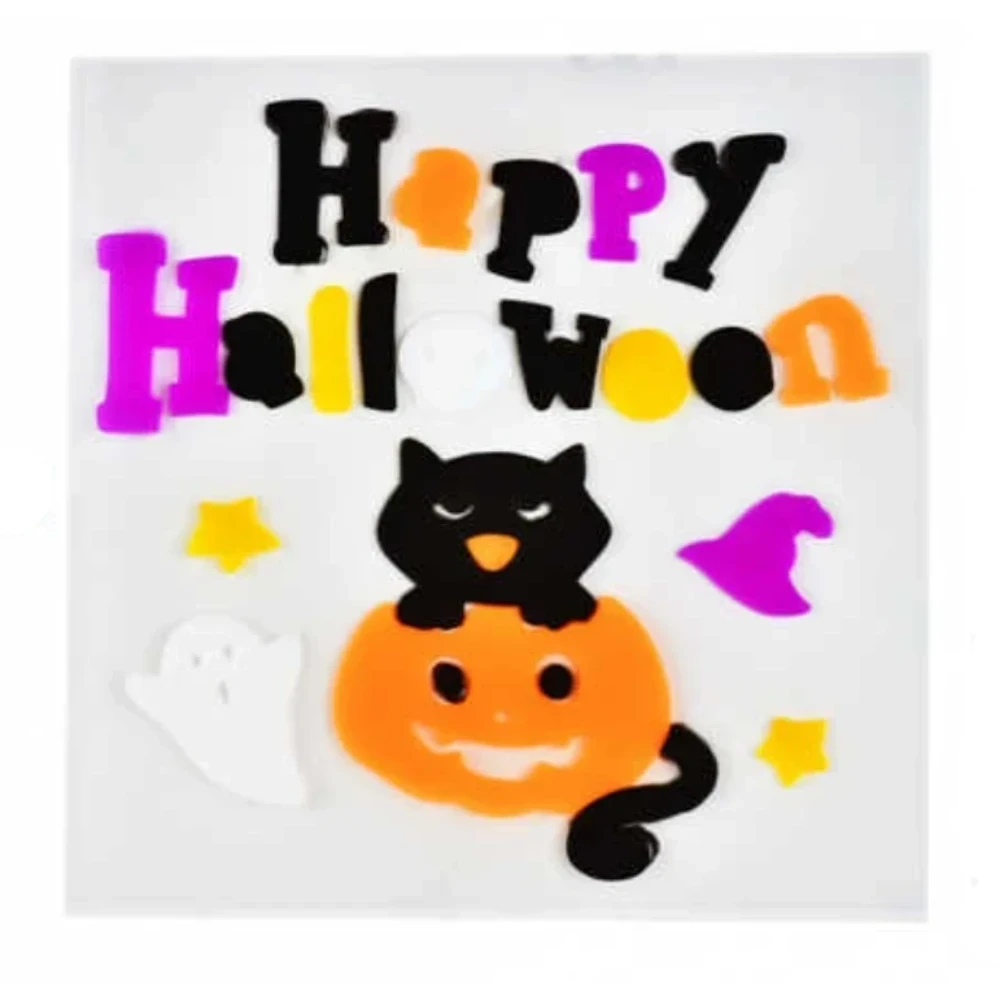 Halloween zselés ablakmatrica készlet, vegyes mintákkal, 1 db
