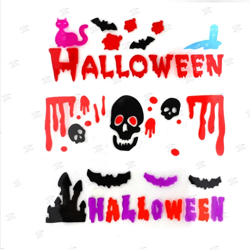 Halloween zselés ablakmatrica szett 3 mintával, vegyes csomagban, 1 db